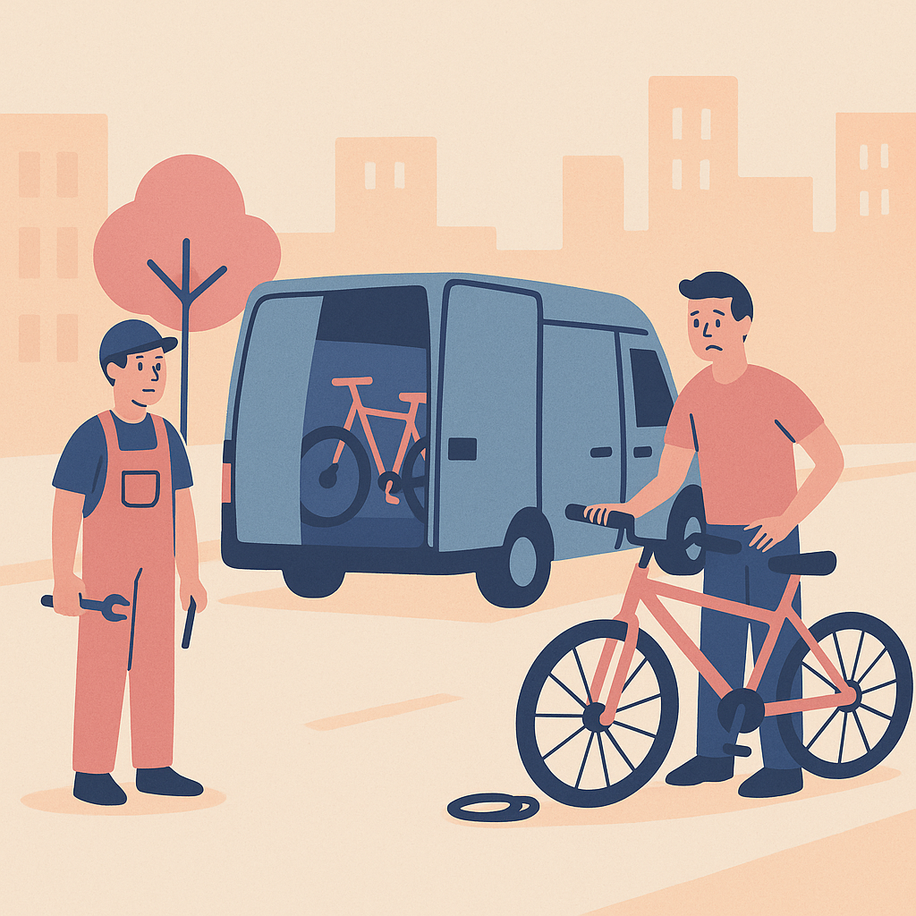 Technicien réparant un vélo